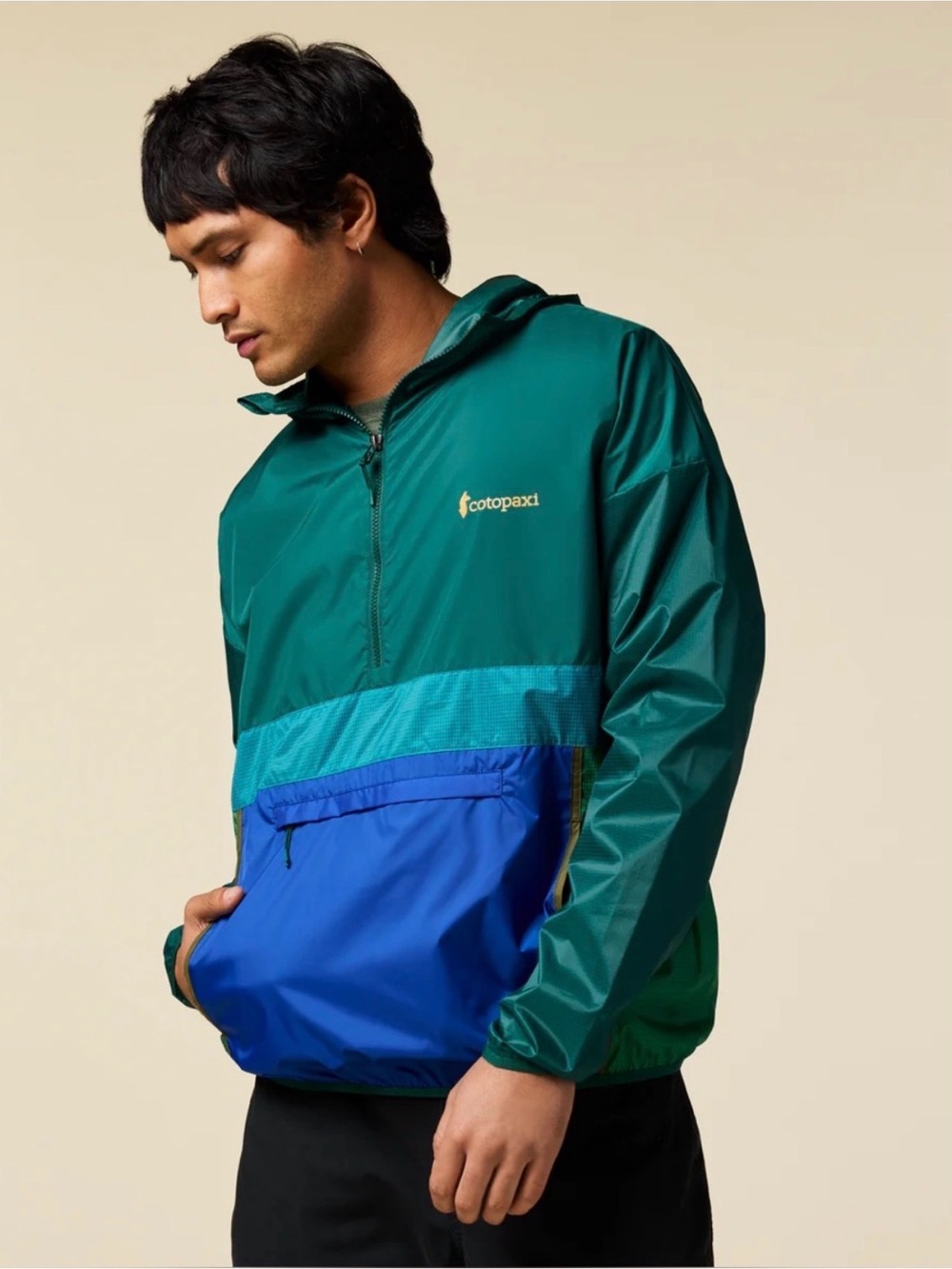 Cotopaxi Men’s Teca Half-zip Windbreaker in Teal and Blue NWT